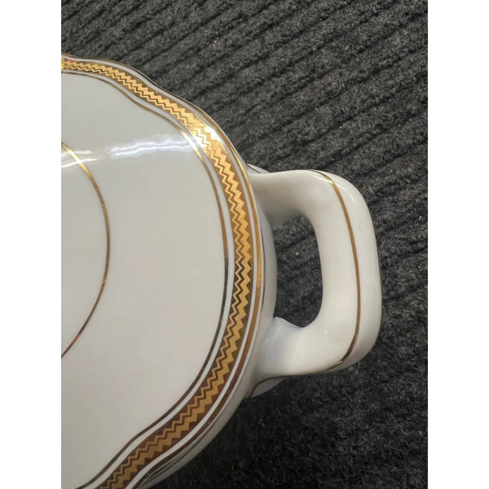 Vintage Vista Alegre Portugal White and Gold Tureen Serving Dish with Lid